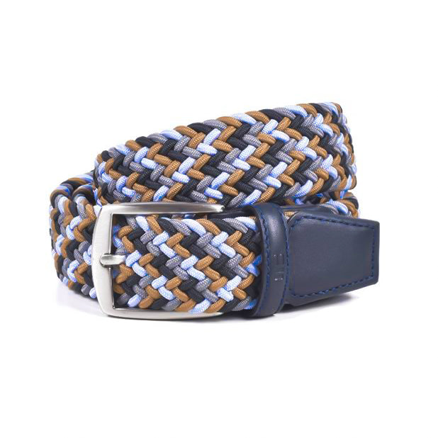 Cinturón trenzado textil en Color Azul / Beige