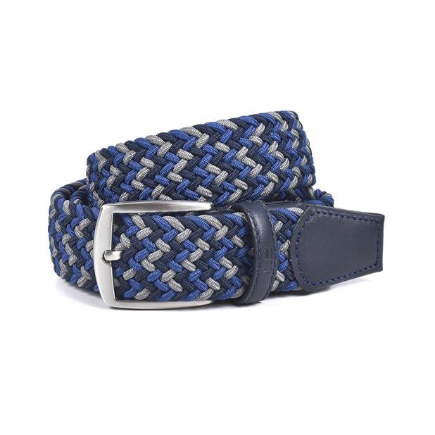 Cinturón trenzado textil en Color Azul/Gris
