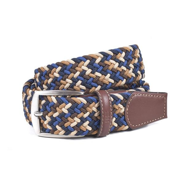 Cinturón trenzado textil en Color Azul/Marrón