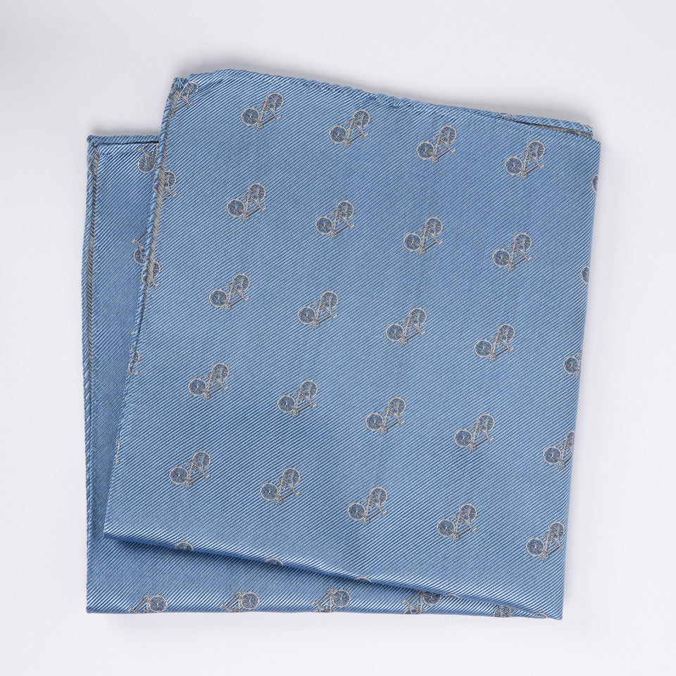 Pañuelo de Seda - Azul Acero con Diseño