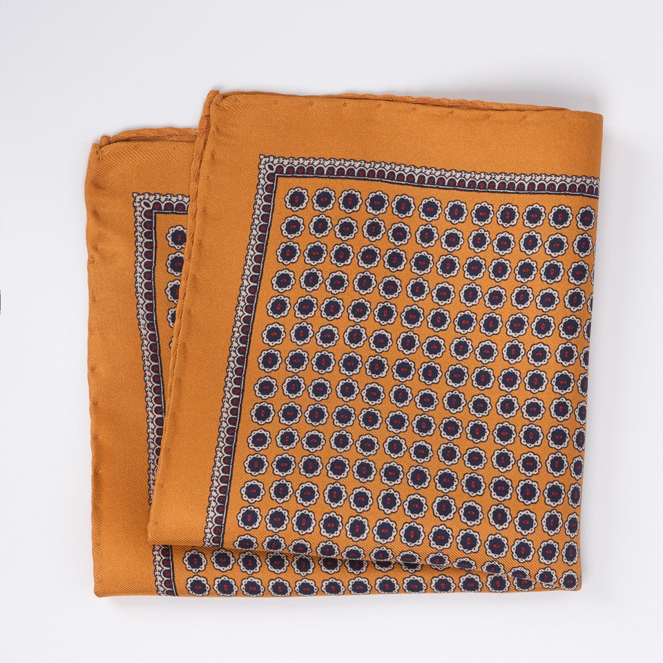 Pañuelo de Seda - Naranja con Diseño