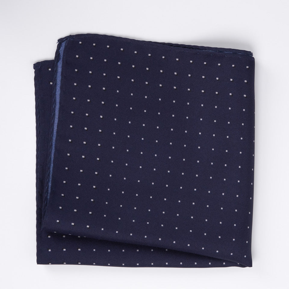 Pañuelo de Seda - Azul con Puntos blancos