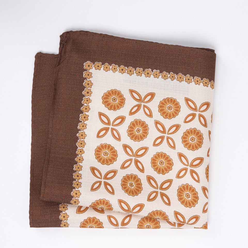 Pañuelo de Seda - Naranja Flores