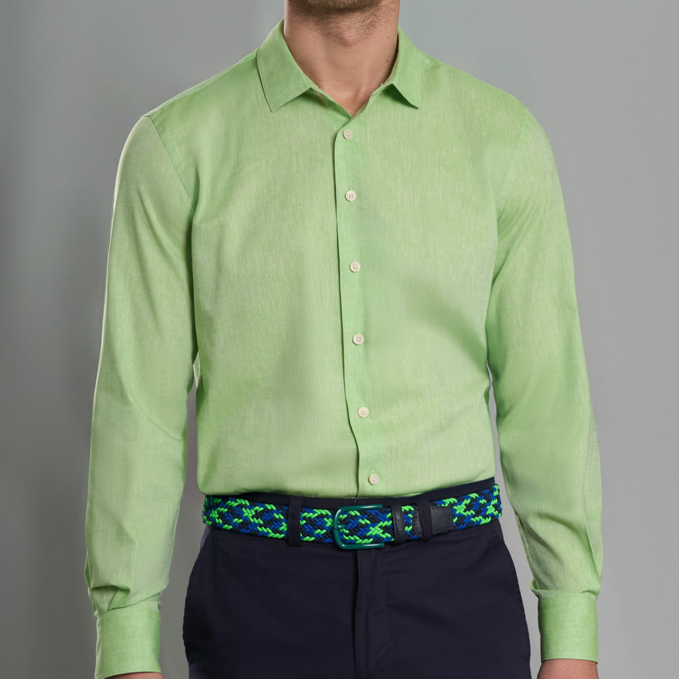 Camisa Casual de Lino - Verde Limon