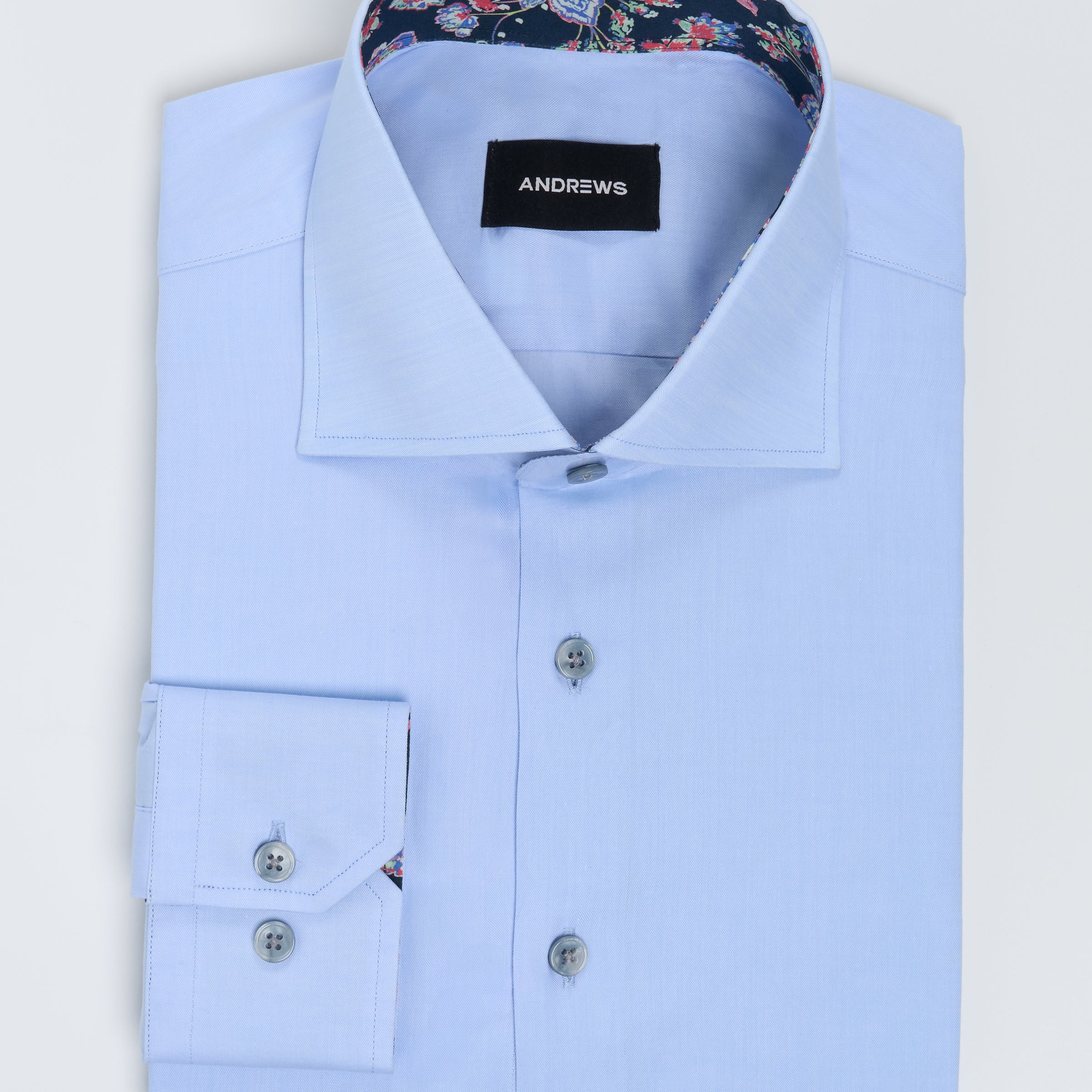 Camisa vestir Business Celeste - Cuello Italiano puño simple