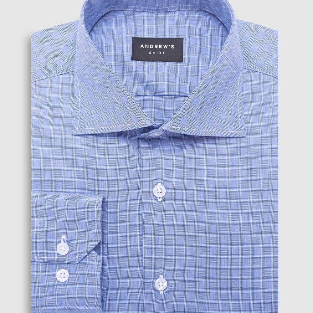 camisa vestir popelin retorcido - Cuello Italiano puno simple 2 botones regulables regular azul