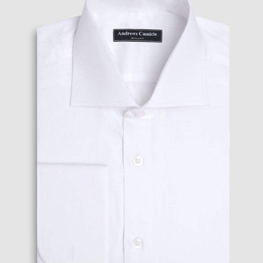 Camisa Vestir oxford - Cuello Italiano puño gemelo regular blanco