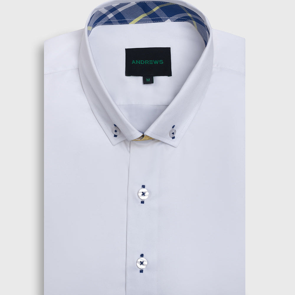 Camisa Casual popelin - cuello button-down Manga Corta regular blanco
