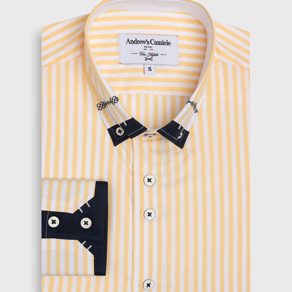 Camisa Casual - cuello button-down puño simple 2 botones amarillo