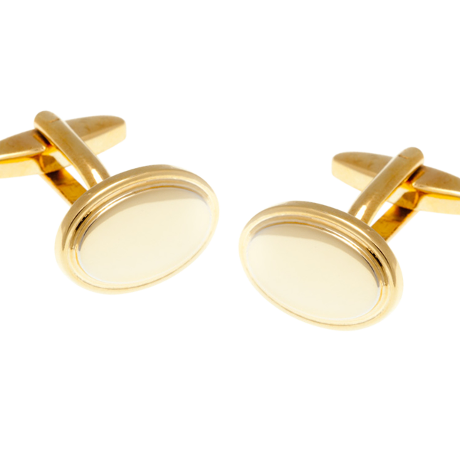 Gemelos Ovalados Chapados En Oro