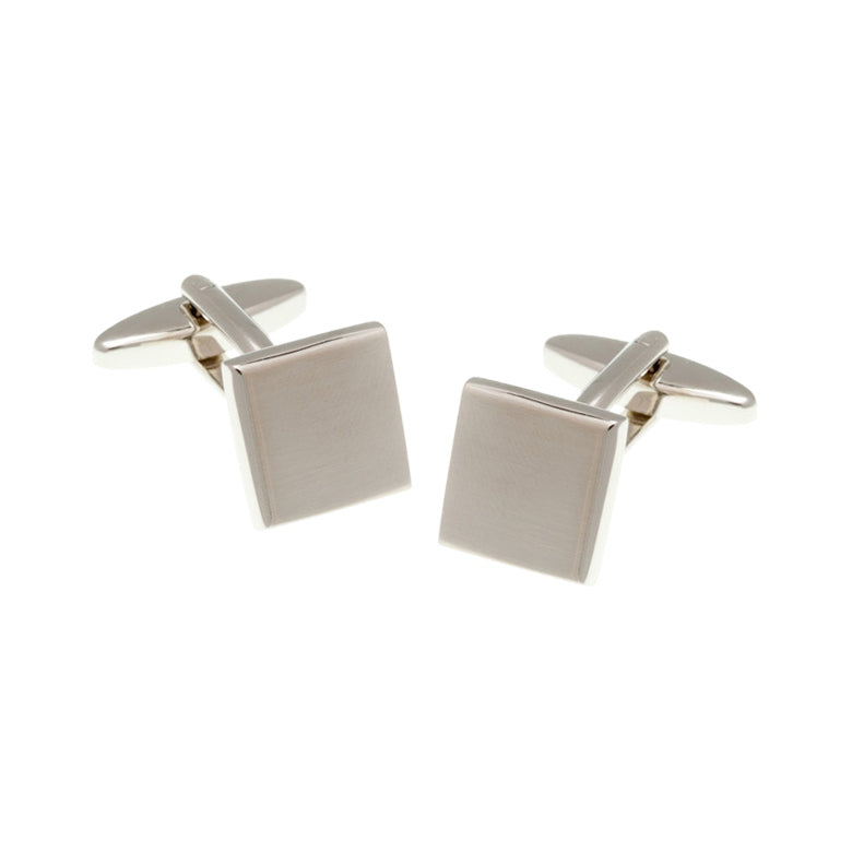 Gemelos Cuadrados Plateado Mate