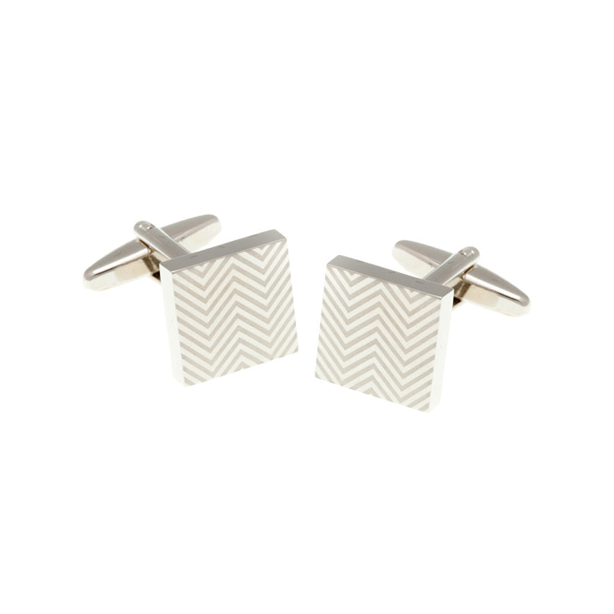 Gemelos Cuadrados Plateados con Textura Espiga