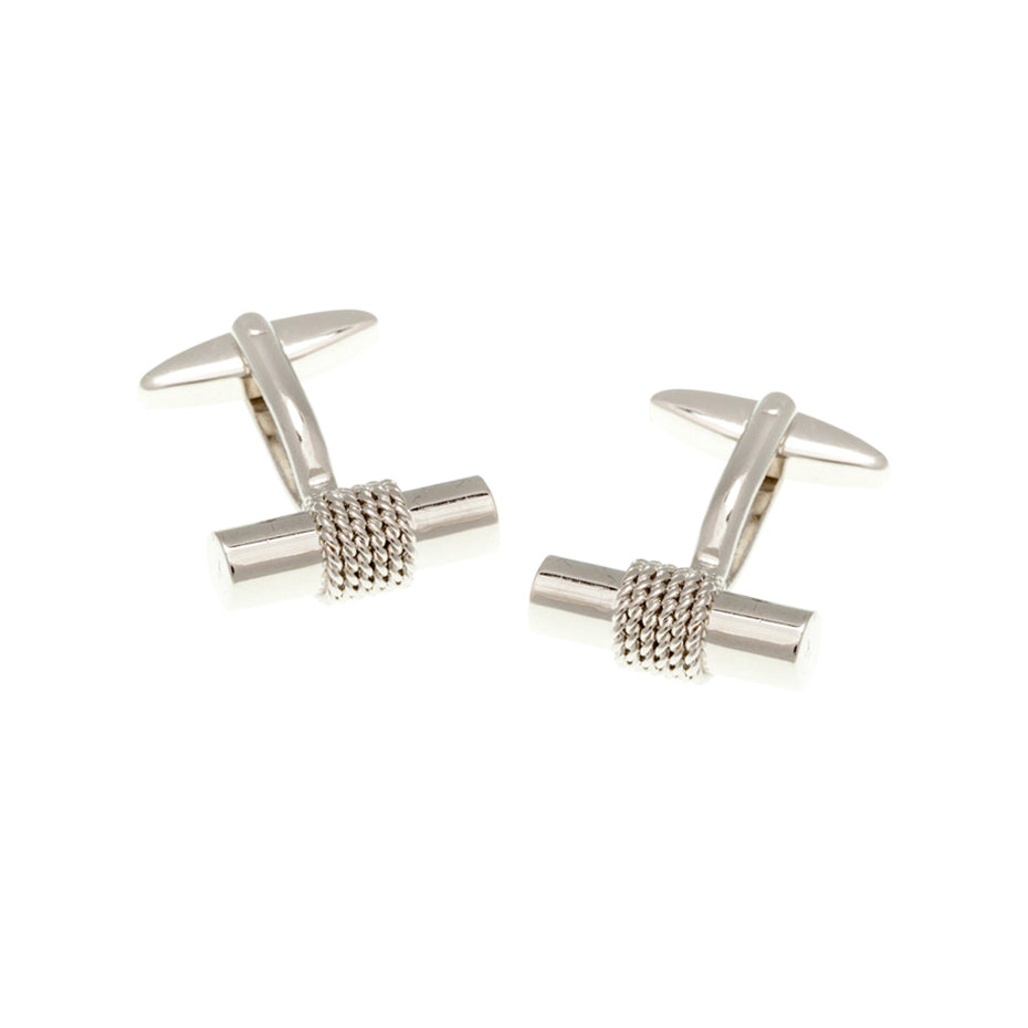 Gemelos Cilíndricos Plateados con Detalle de Cuerda