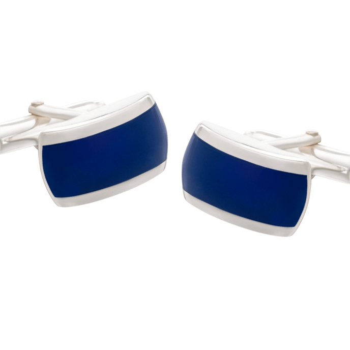 Gemelos de plata con detalle Azul