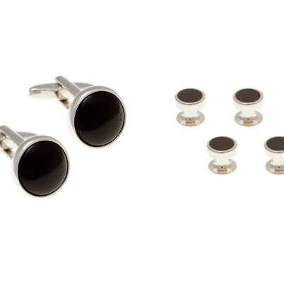 Juego de gemelos y 4 botones de vestir negros