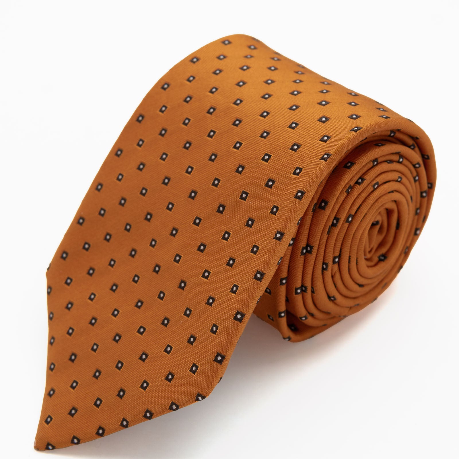 CORBATA CORBATA NARANJA CUADROS NEGROS