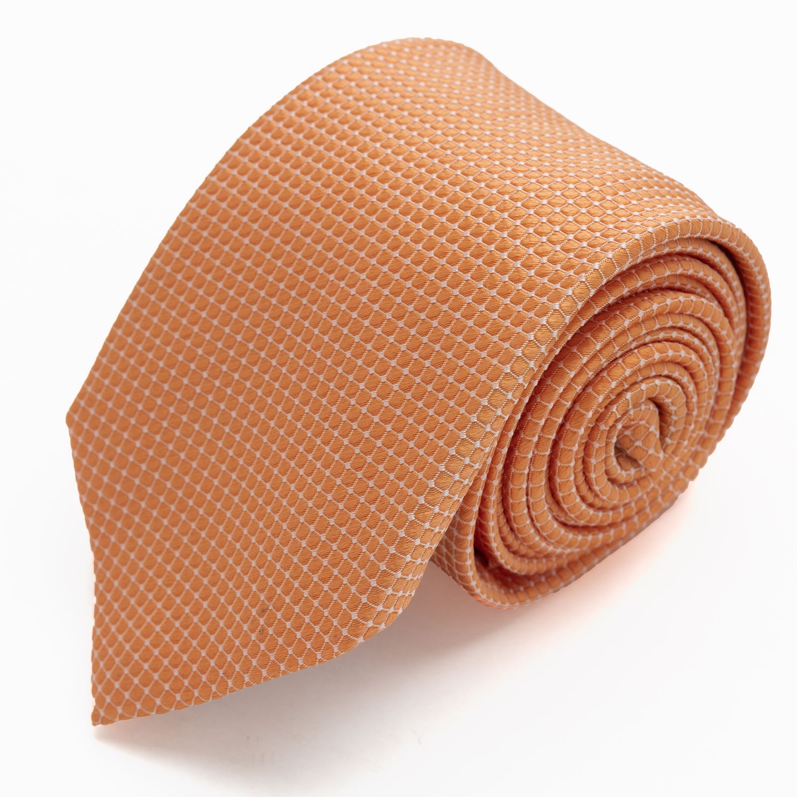 CORBATA NARANJA CON CUADROS BORDES BLANCOS