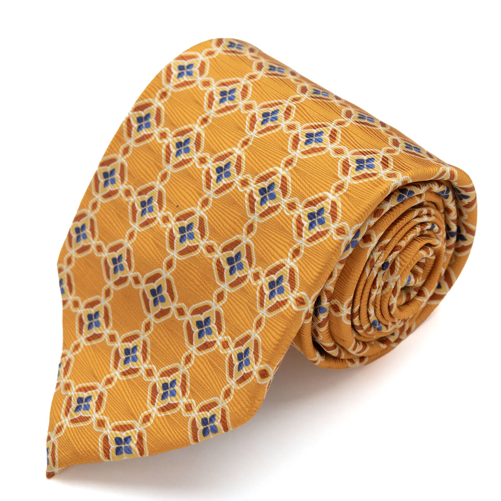 CORBATA AMARILLO CON FLORES AZULES