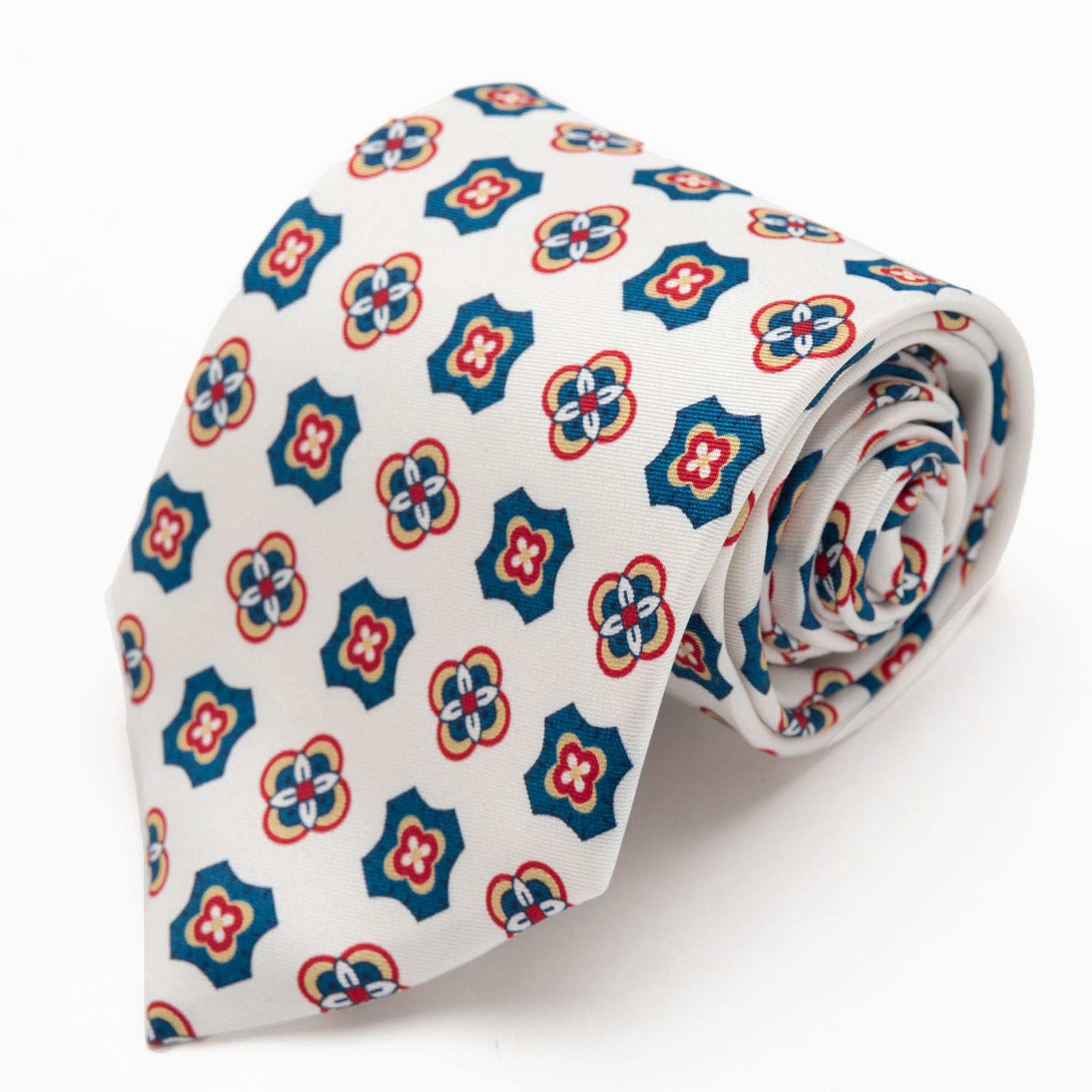 CORBATA BLANCO DISEÑOS AZULES