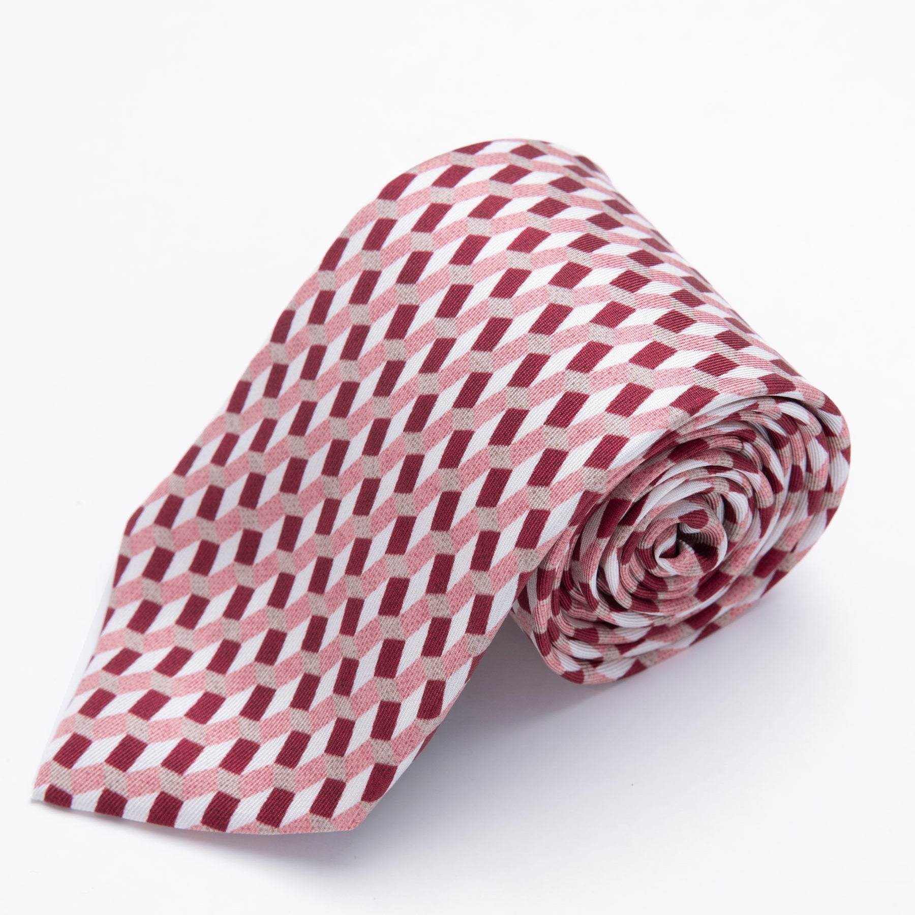 CORBATA GUINDA CON DISEÑOS ROSADOS Y BLANCOS