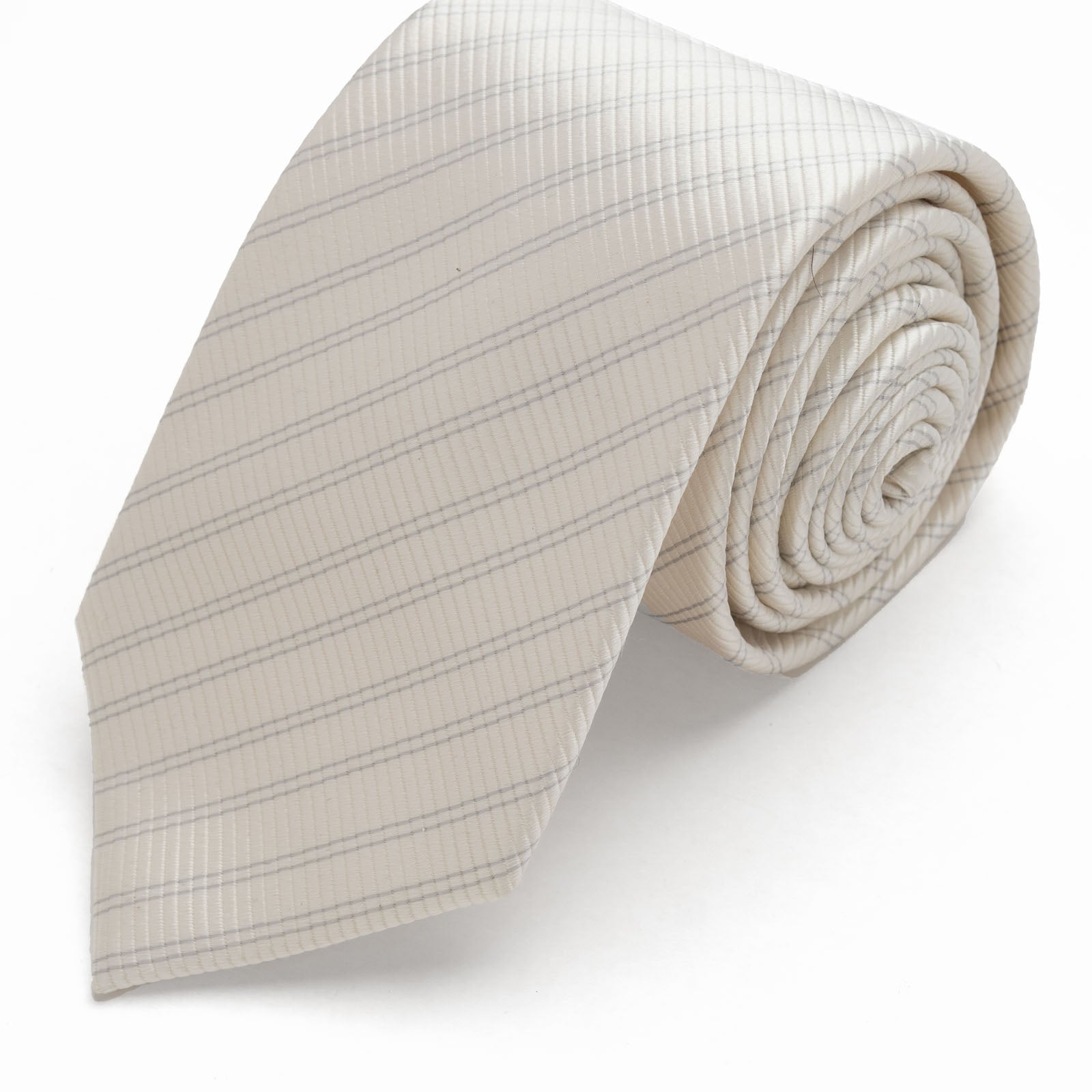 CORBATA CREMA RAYAS DELGADAS GRISES