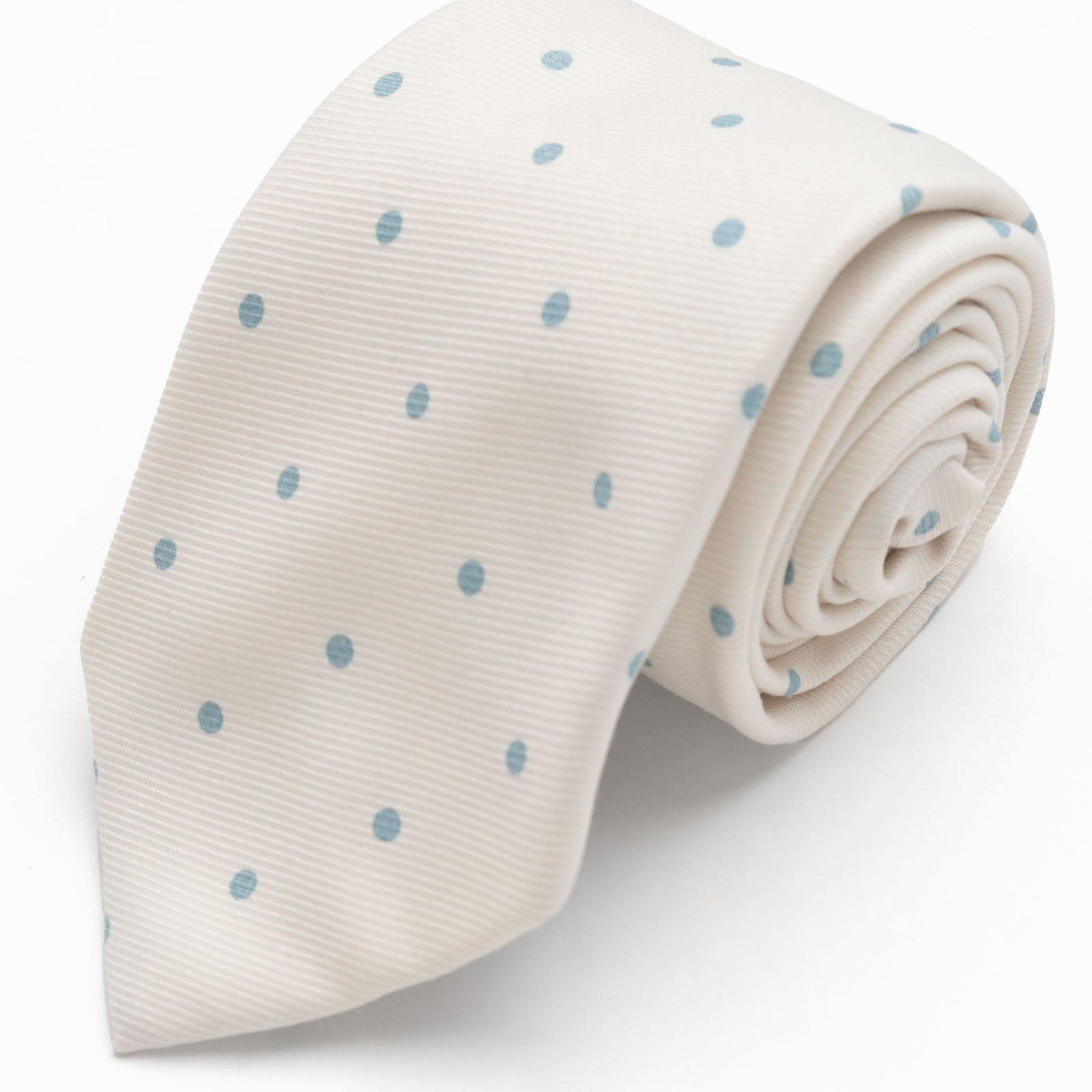 CORBATA CREMA PUNTOS GRISES