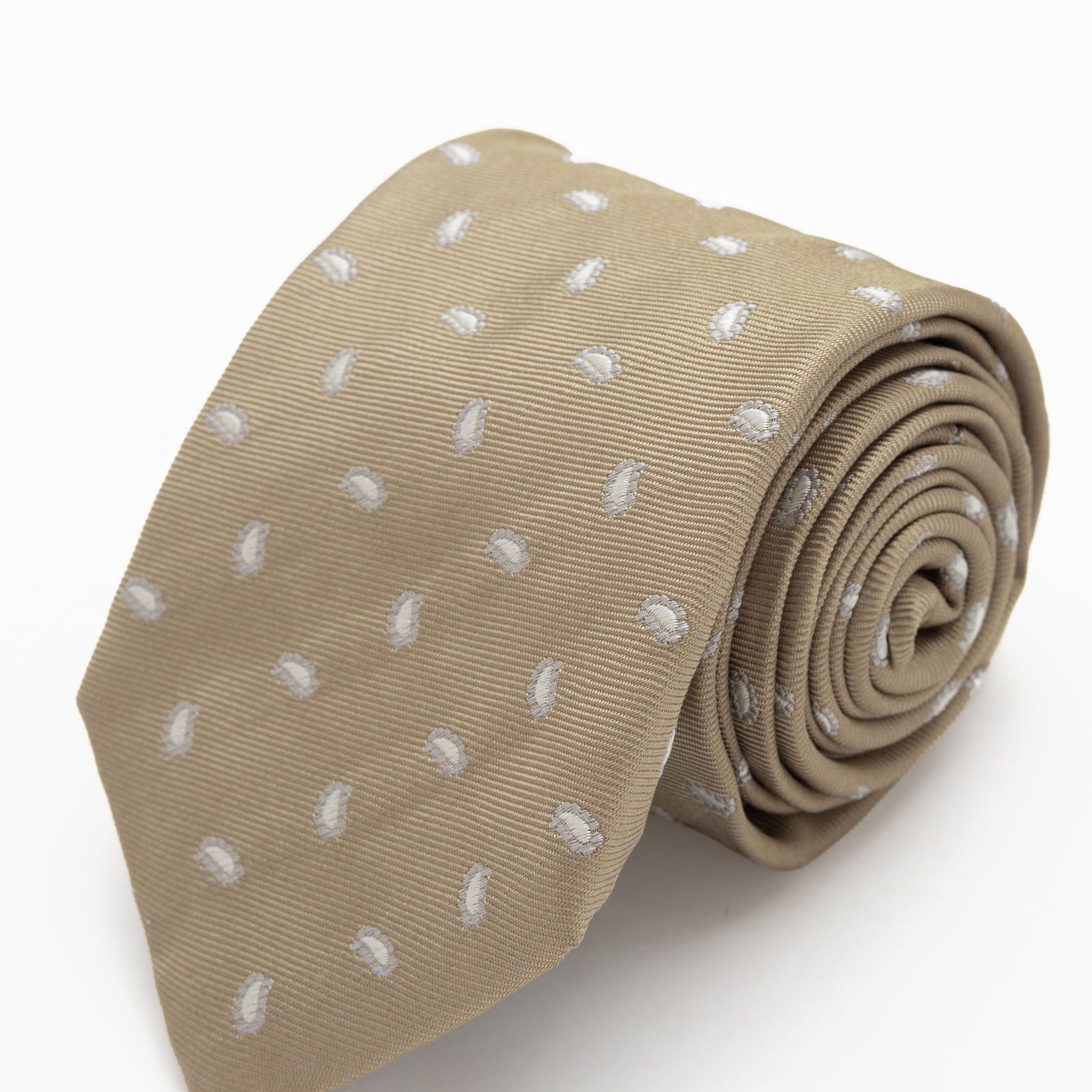 CORBATA BEIGE CON MINIDISEÑOS PAISLEY