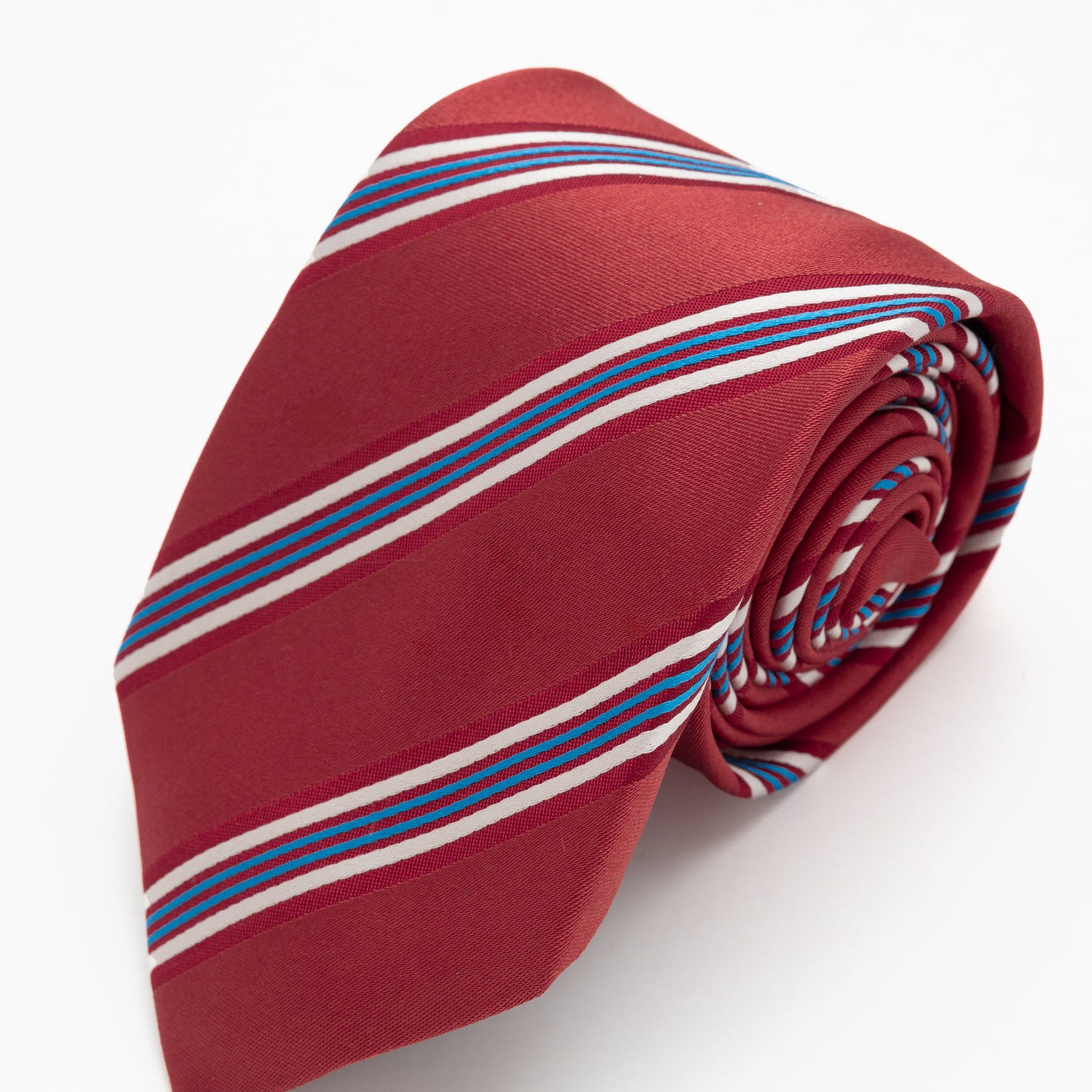 CORBATA ROJO CON LINEAS AZULINO Y GRIS CLARO