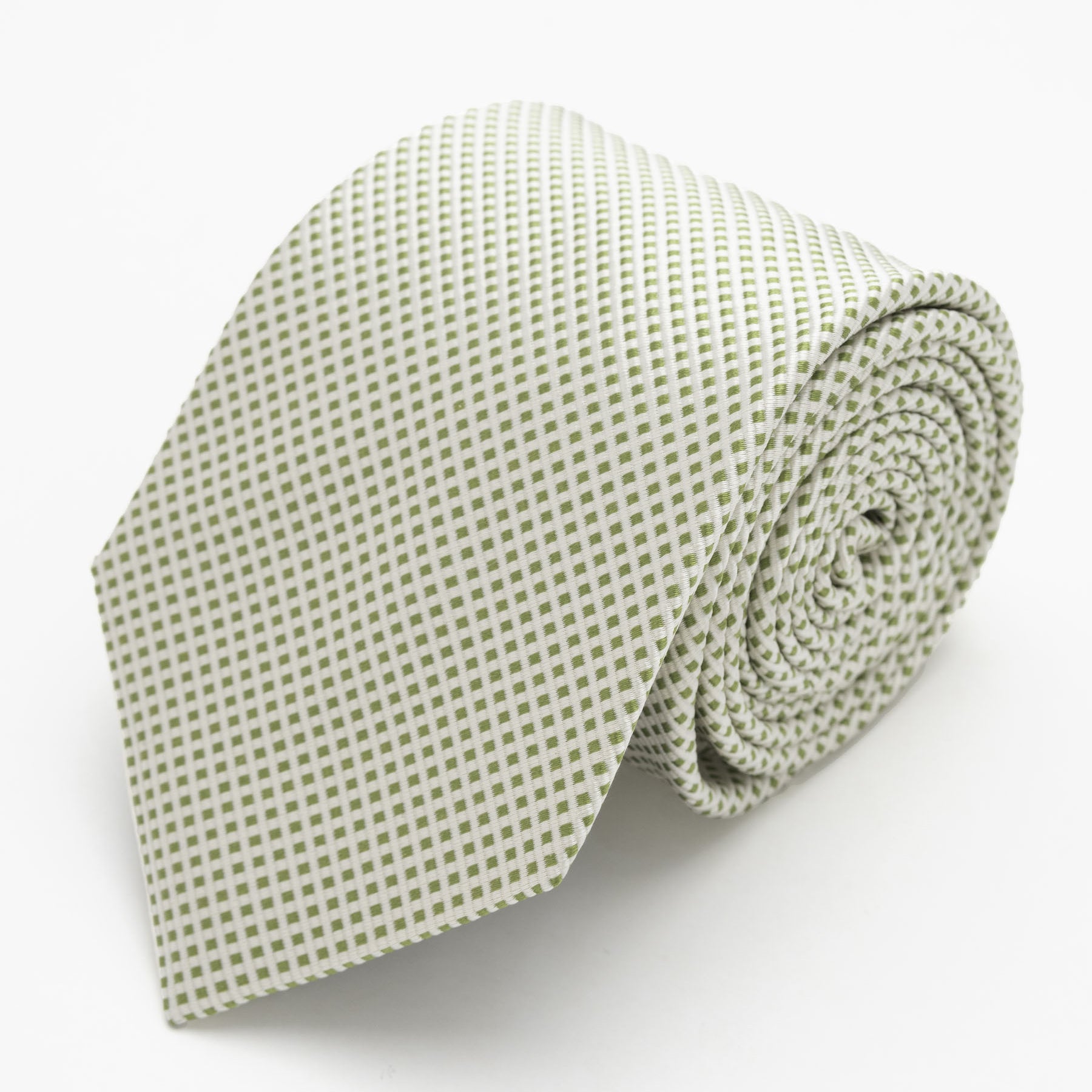 CORBATA CREMA CON DISEÑOS DE CUADRADOS VERDE CLARO