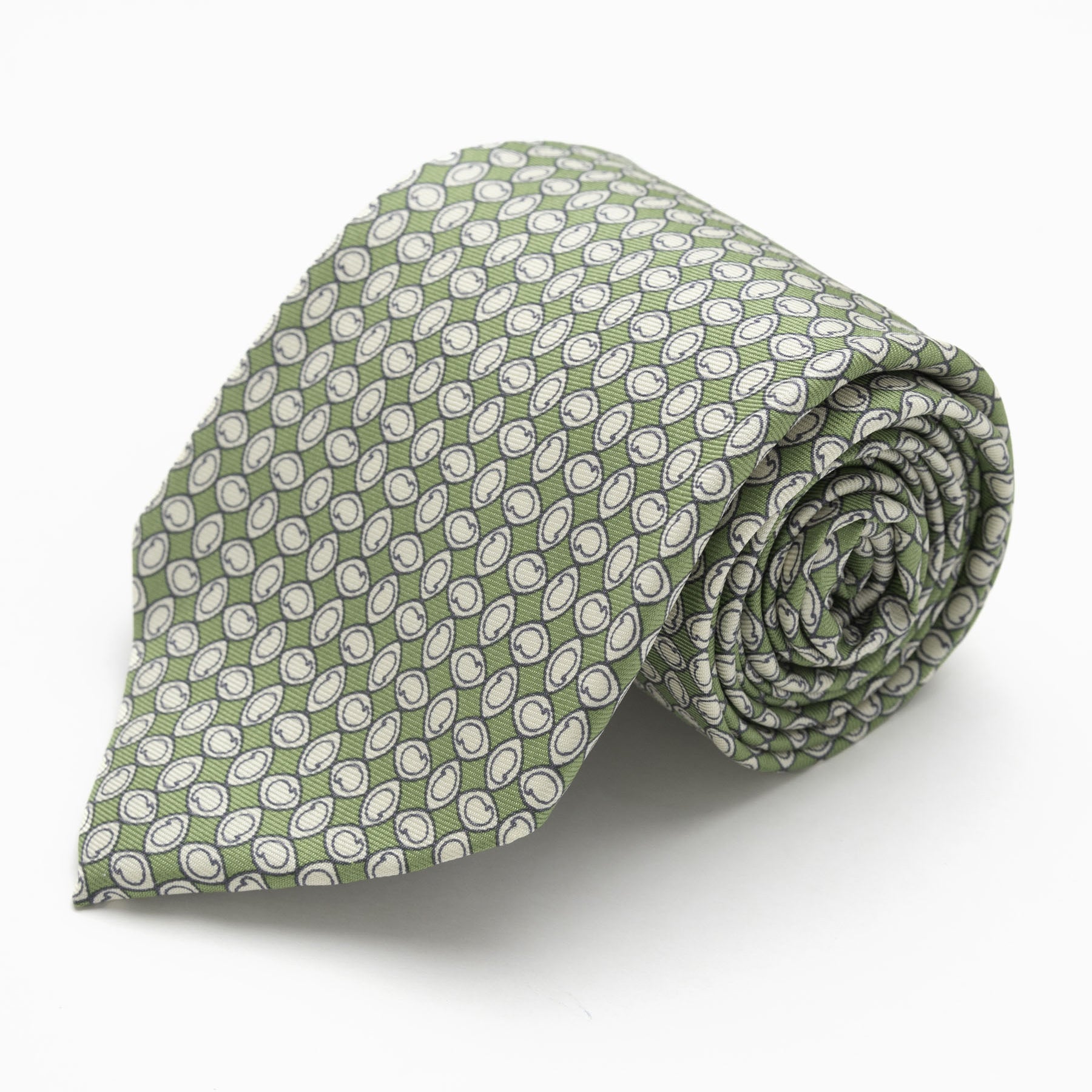 CORBATA VERDE CLARO CON DISEÑOS CREMAS
