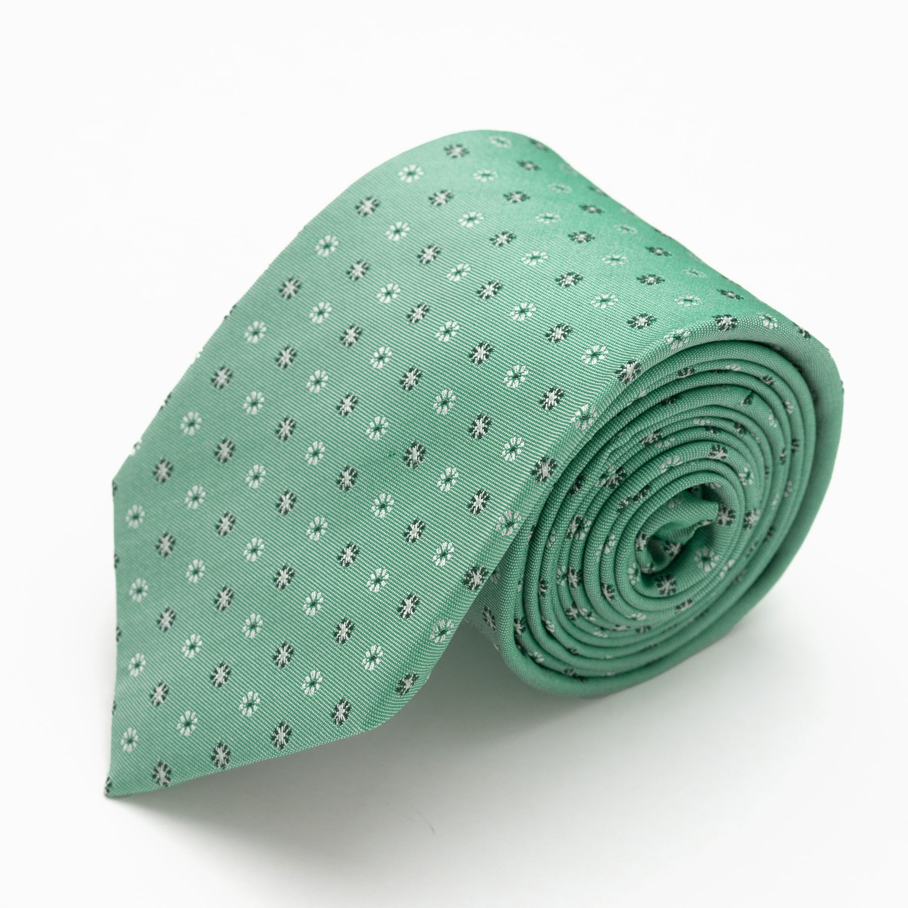 CORBATA VERDE MENTA CON MINI FLORES A TONO