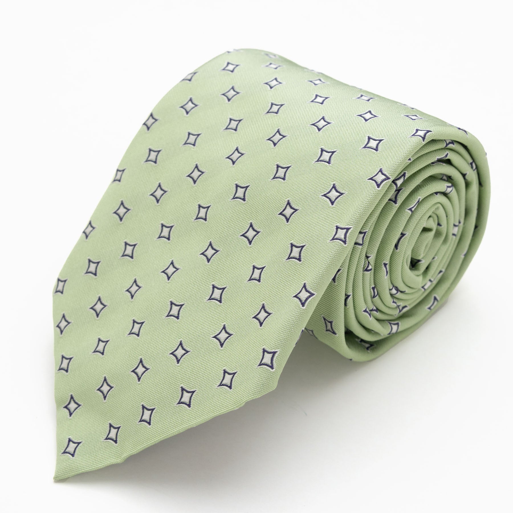 CORBATA VERDE PASTEL CON DISEÑO DE ESTRELLAS PLATEADAS