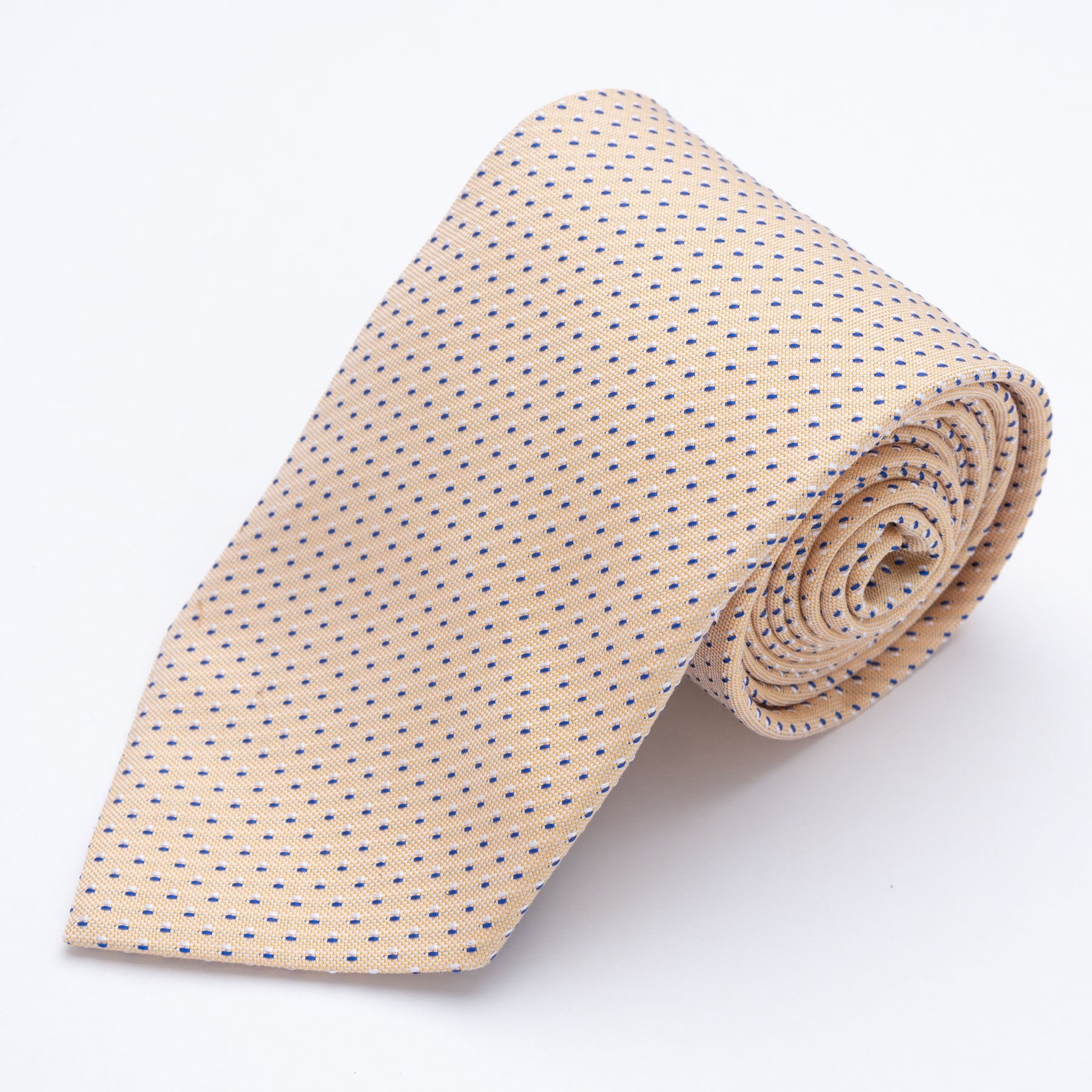 CORBATA AMARILLO PASTEL CON DETALLES BLANCOS Y AZULES