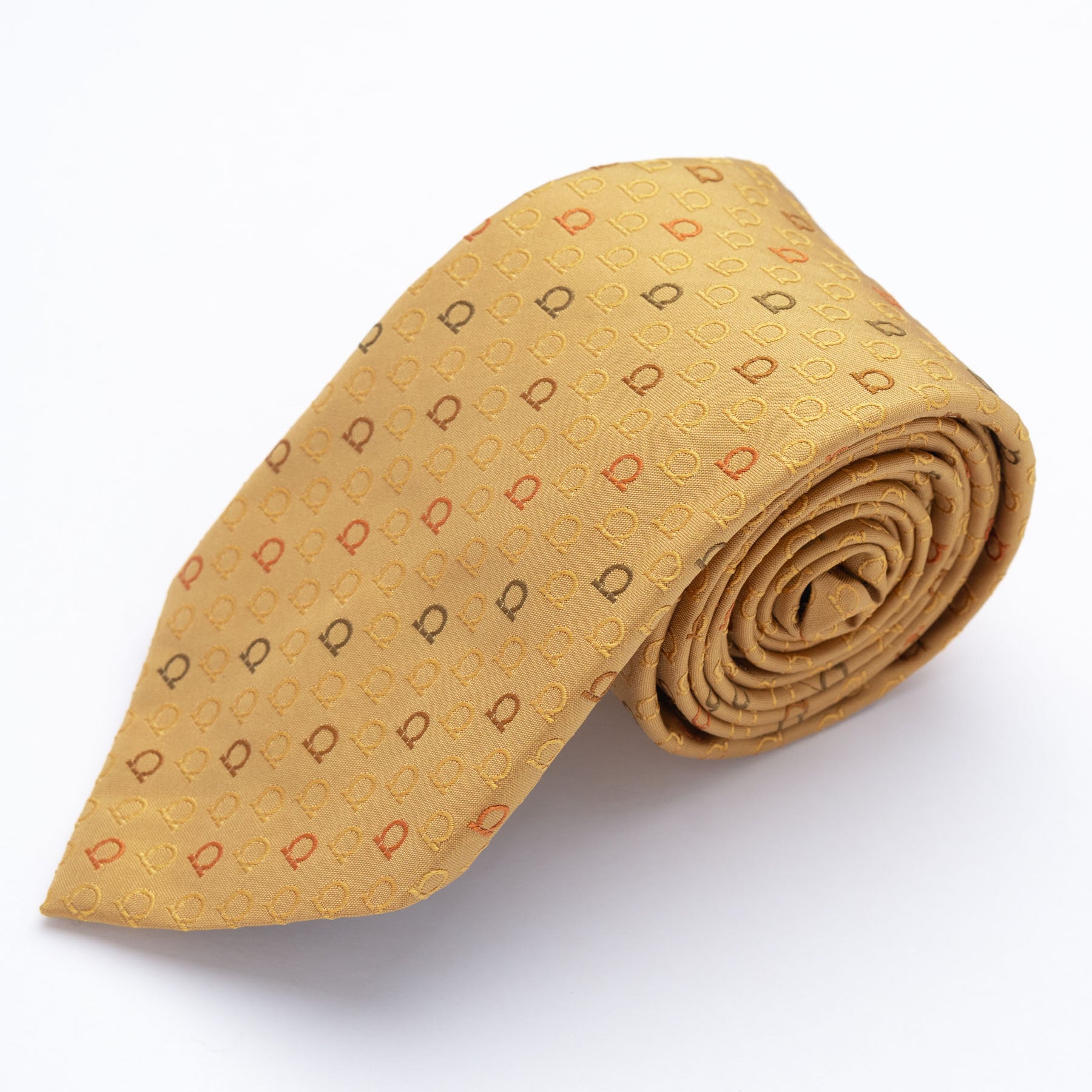 CORBATA MOSTAZA CON DISEÑOS MARRONES