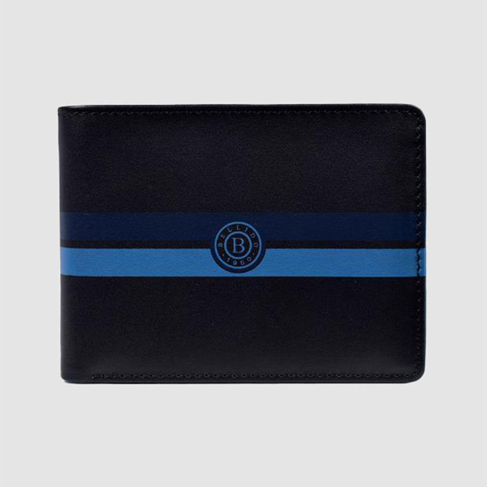 Billetera Negra Estampado Azul