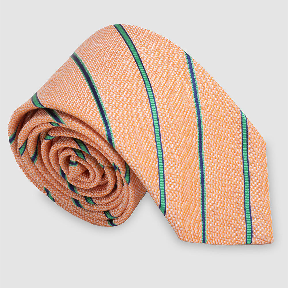 Pink Background Tie with Green Stripes