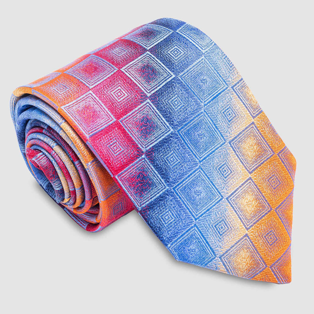 Multicolor Background Tie with Checkered Design