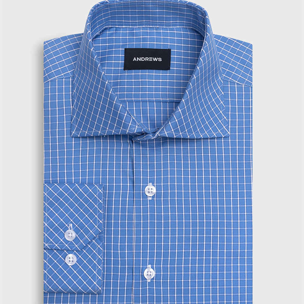 Camisa Vestir a Cuadros- Azul Italiano
