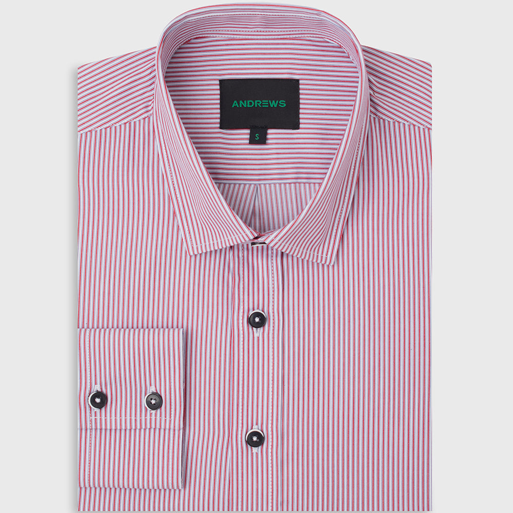 Camisa Casual twill sarga - Cuello Italiano puño simple 2 botones regular rojo