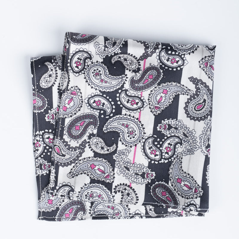 Pañuelo de Seda - Gris con Diseño