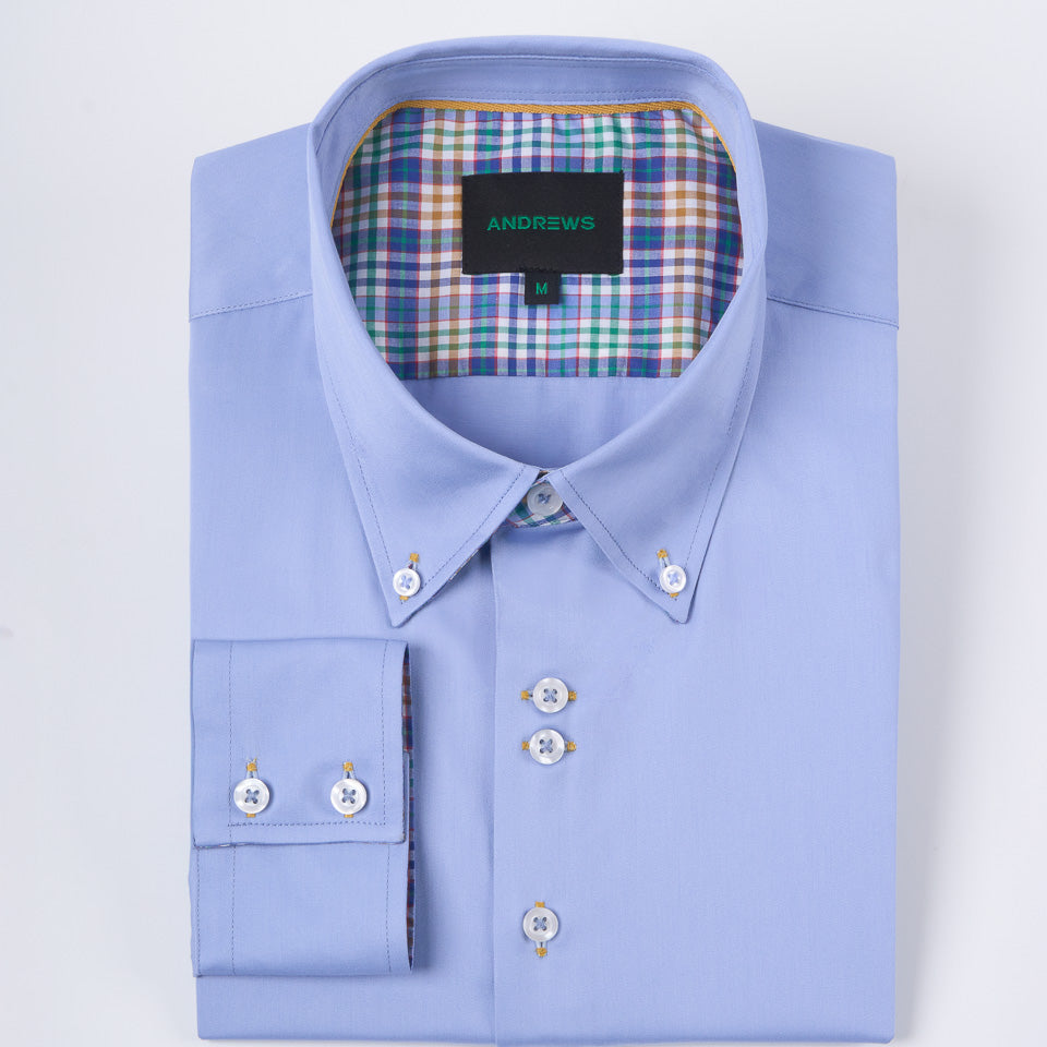 Camisa Casual Satinada - Celeste