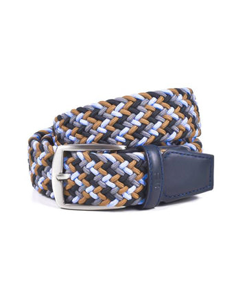 Cinturón trenzado textil en Color Azul / Beige