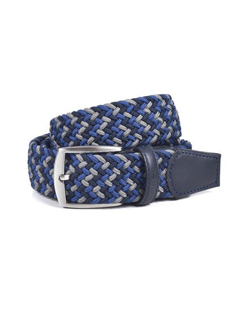 Cinturón trenzado textil en Color Azul/Gris