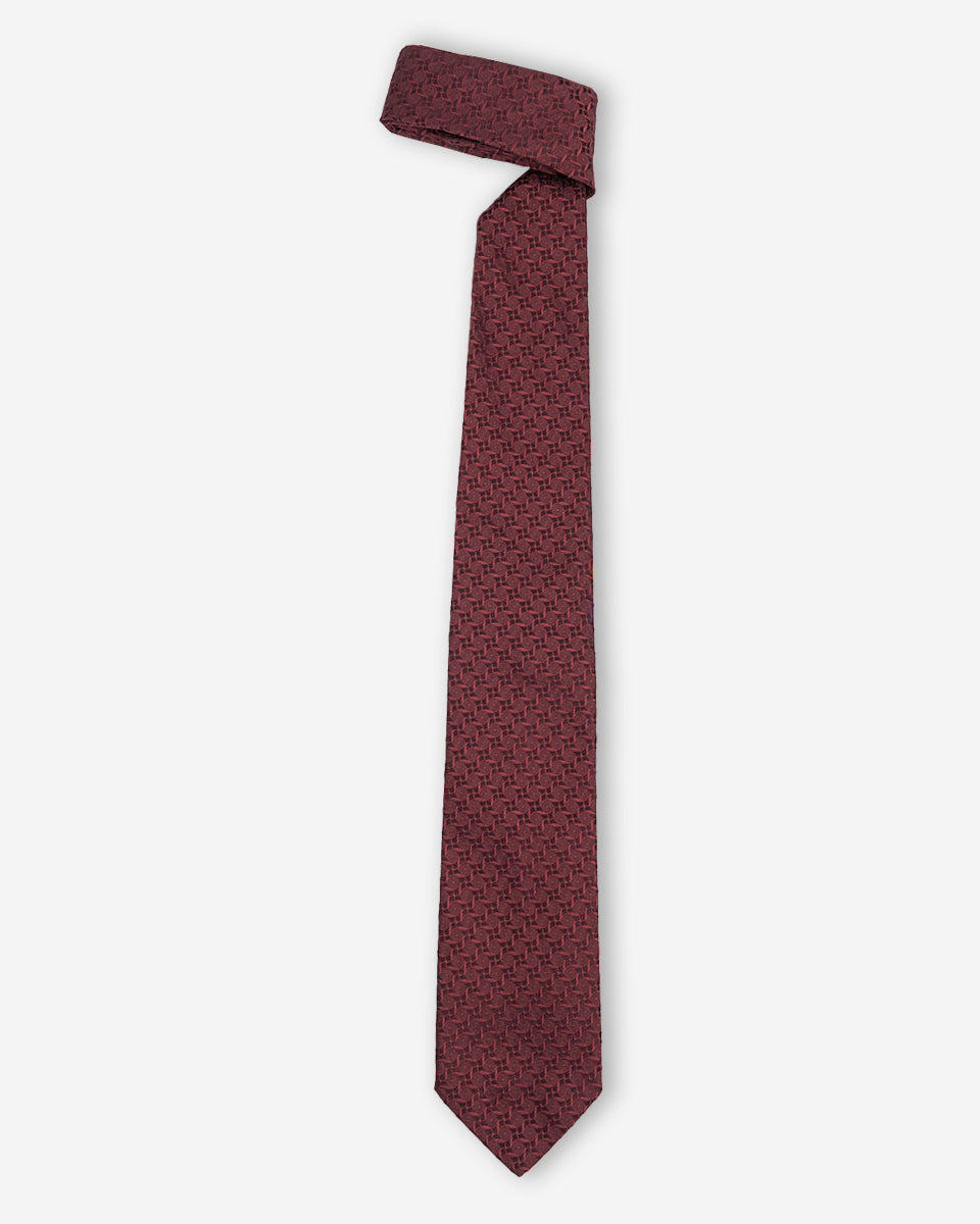 Corbata Vino con Diseño Geométrico Texturizado