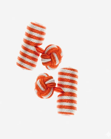 Gemelos de Seda en Forma de Barril- Naranja con Blanco