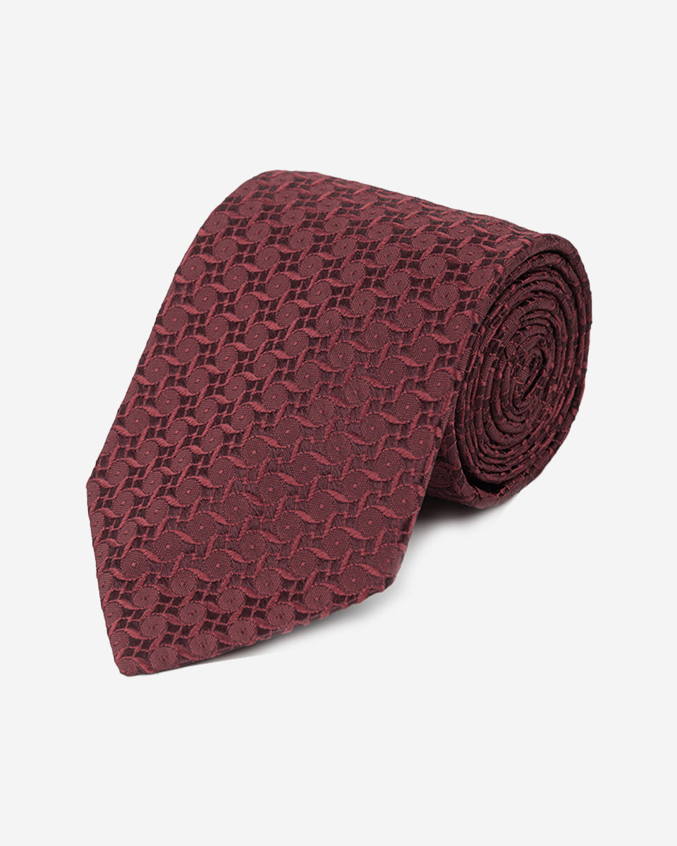 Corbata Vino con Diseño Geométrico Texturizado