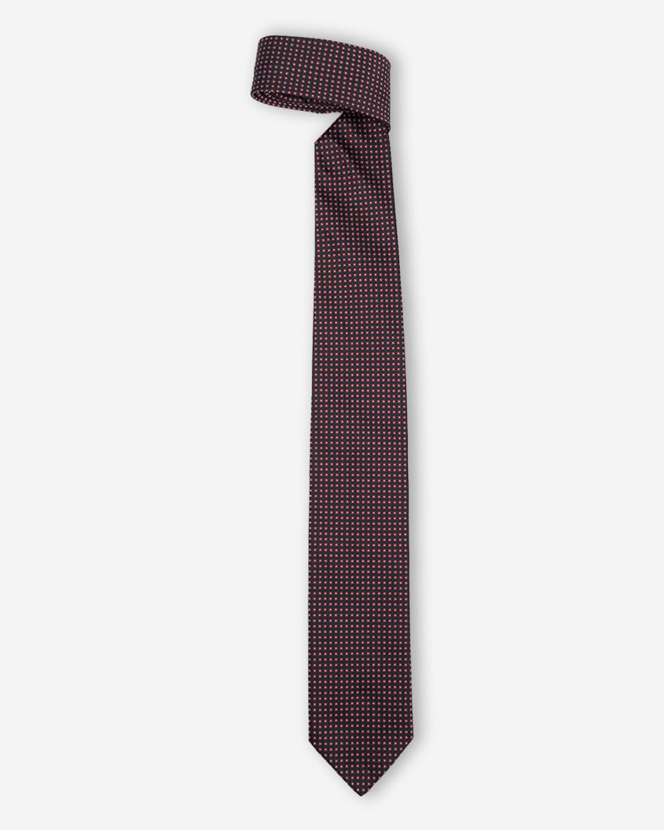 Corbata Azul Marino con Microdiseño Burdeos