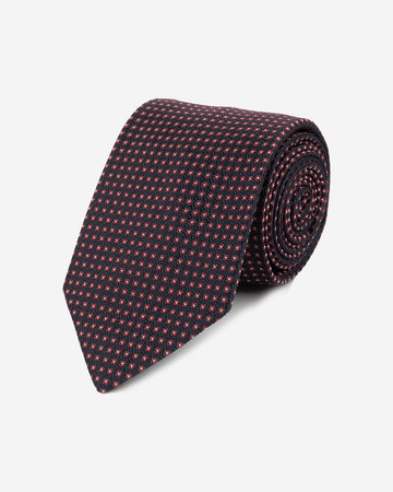 Corbata Hombre Azul Marino con Microdiseño Burdeos