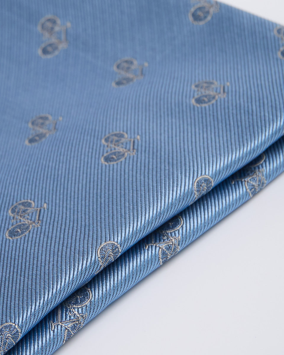 Pañuelo de Seda - Azul Acero con Diseño