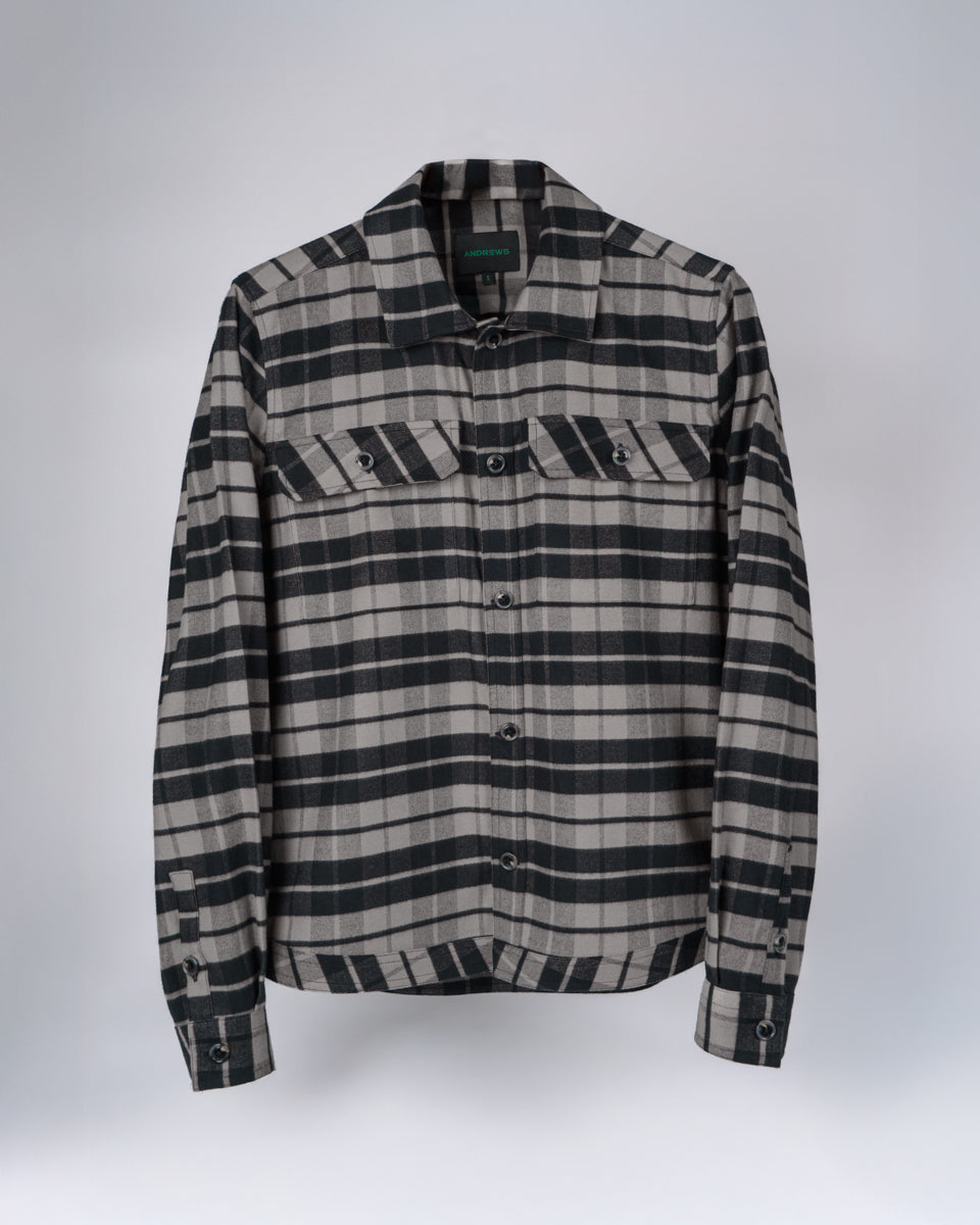 Overshirt with 2 flap pockets - Grey